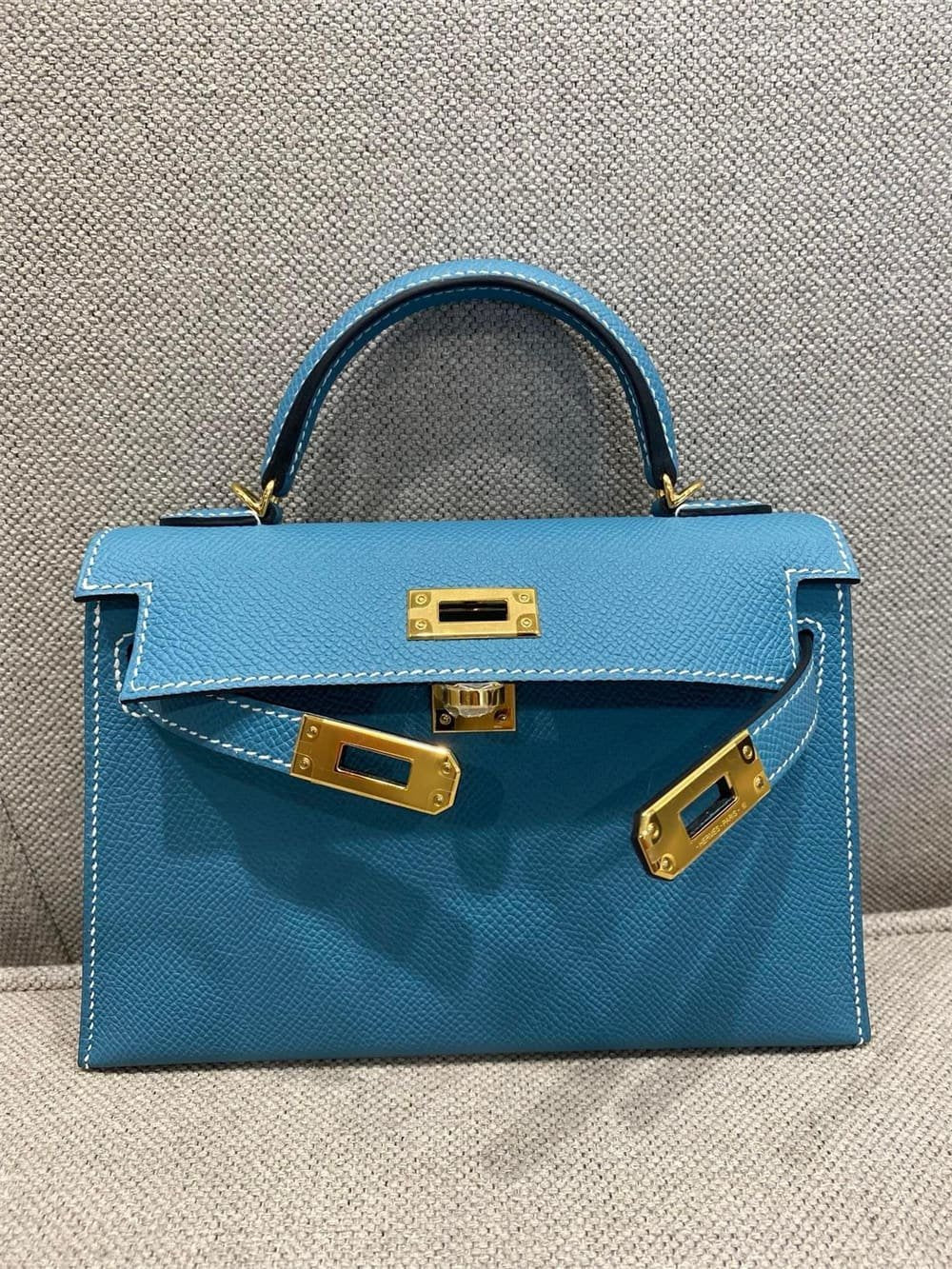 Hermès Mini Kelly Bleu Jean Epsom Gold Hardware
