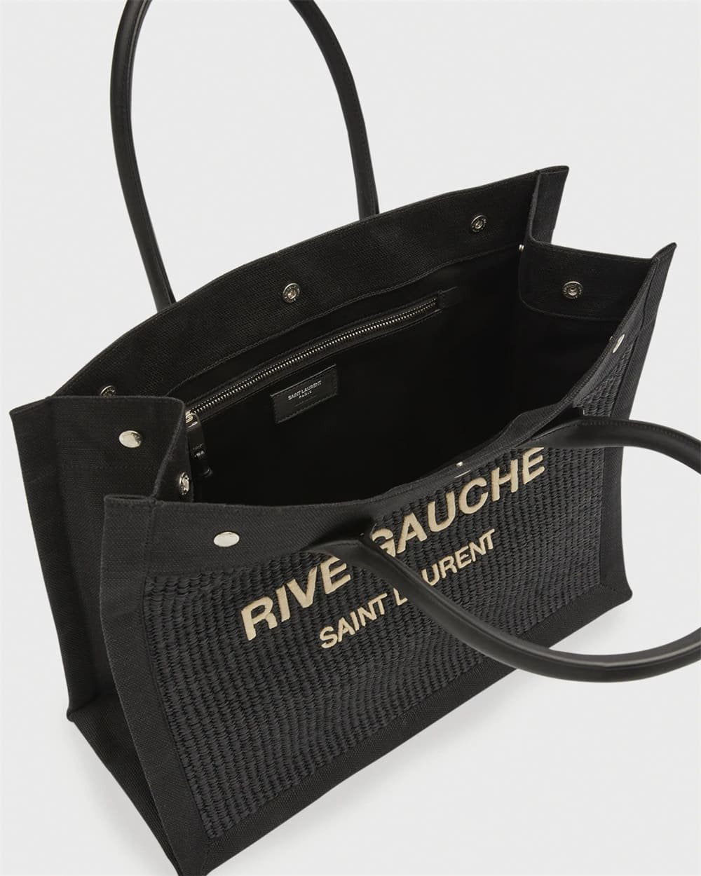 Saint Laurent Rive Gauche Small Tote Bag in Raffia