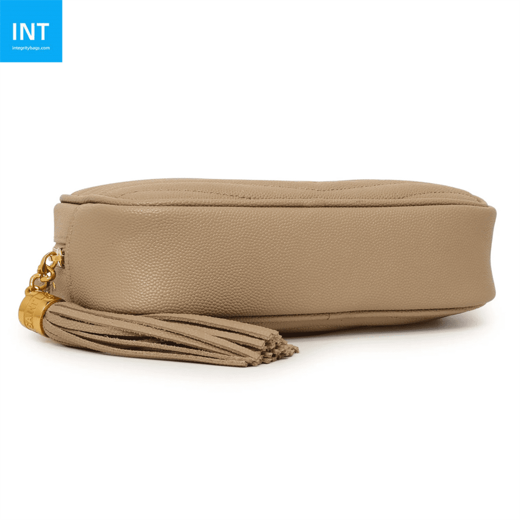 Saint Laurent Calfskin Matelasse Monogram Lou Camera Bag Dark Beige