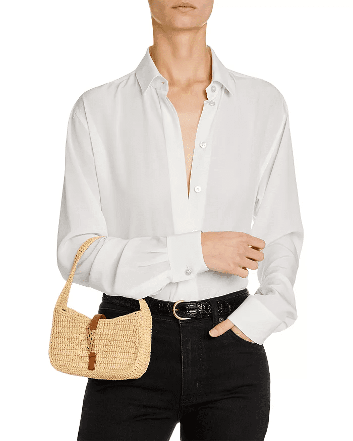 Saint Laurent Le 5 À 7 Mini Hobo in Raffia