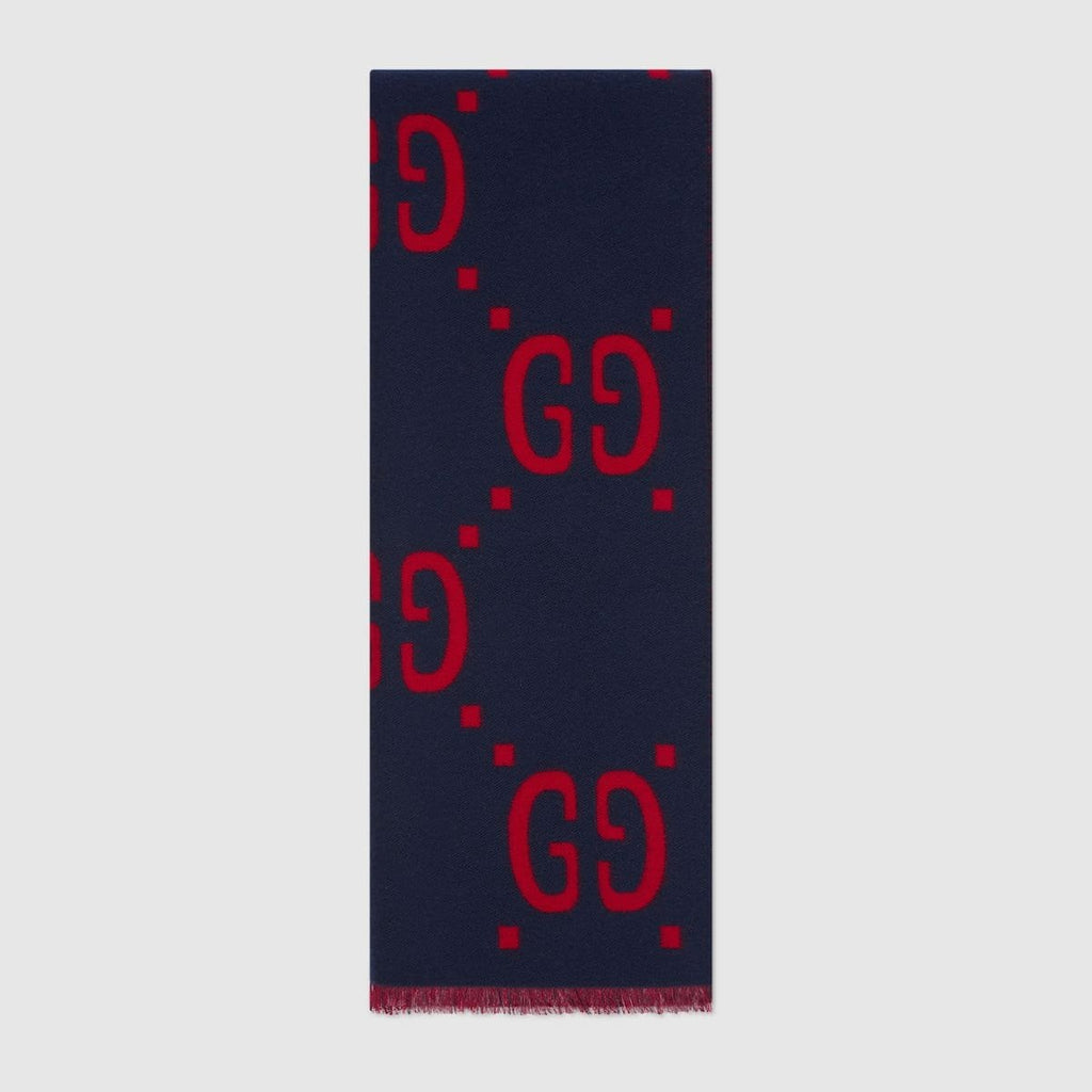 Gucci jacquard wool silk scarf