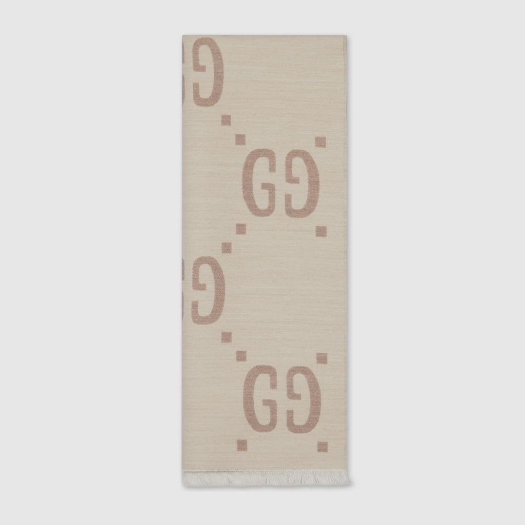 Gucci jacquard wool silk scarf