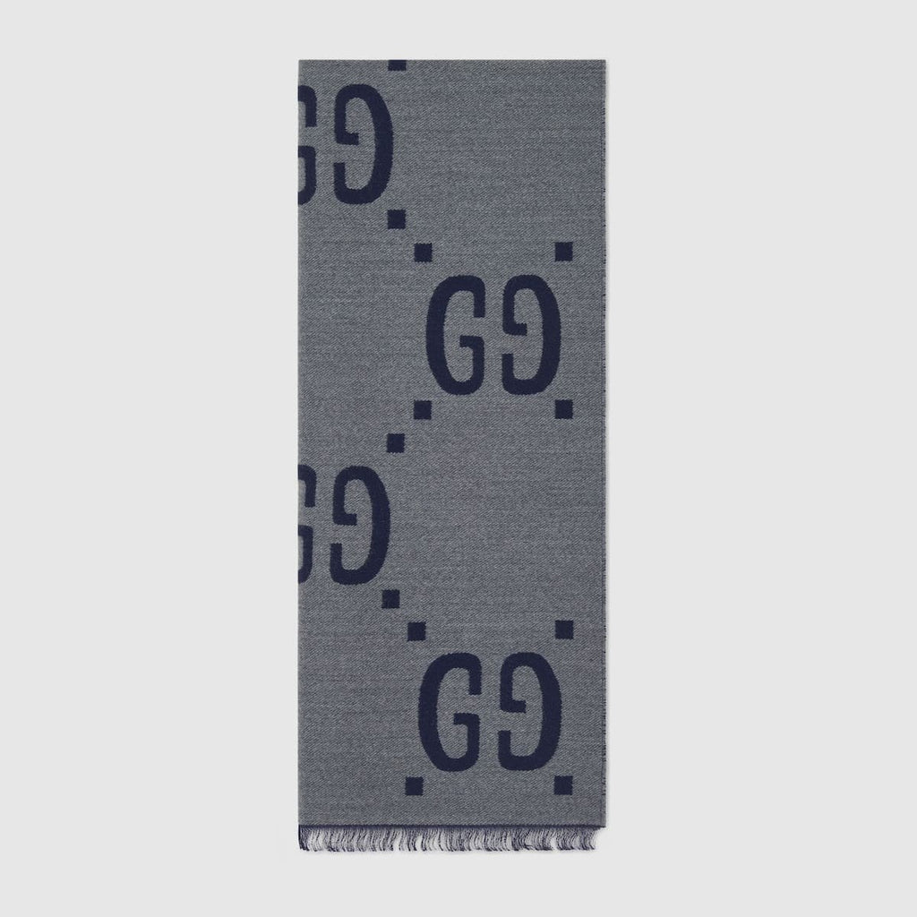 Gucci jacquard wool silk scarf
