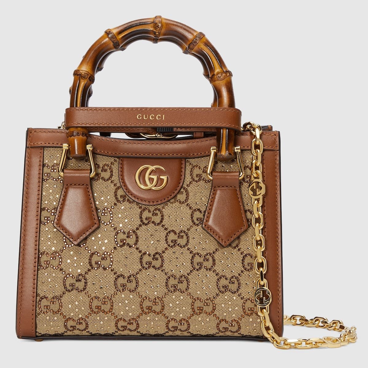 Gucci Diana crystals small tote bag