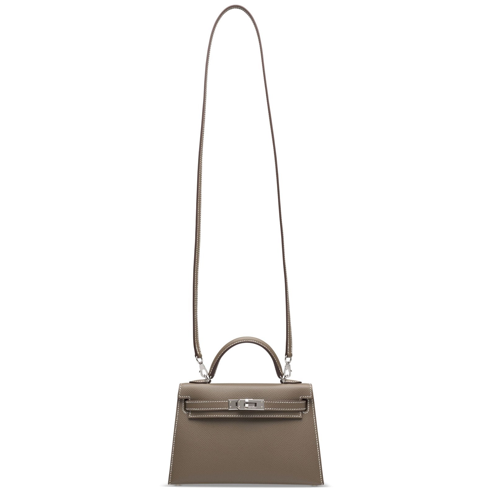 Hermès Etoupe Epsom Mini Kelly 20 ll Palladium Hardware.