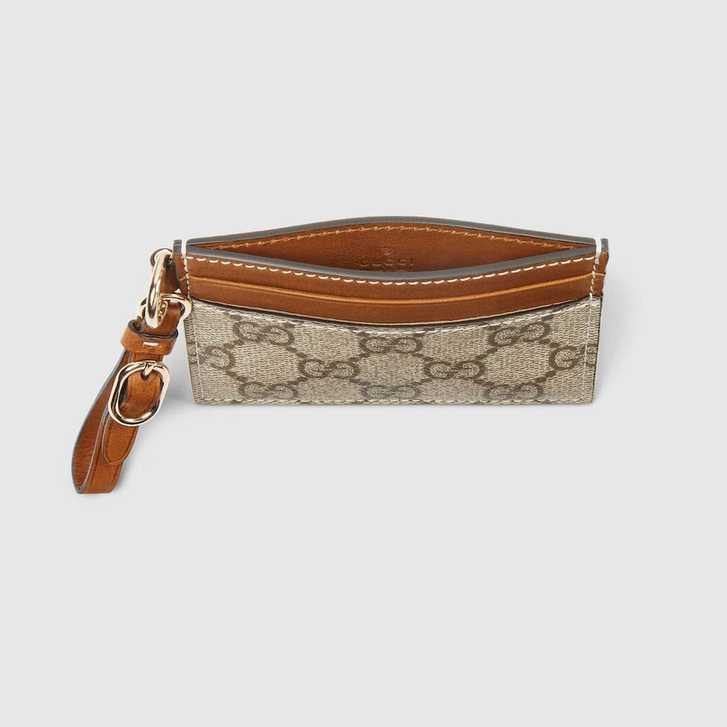 GUCCI Emblem card case with strap