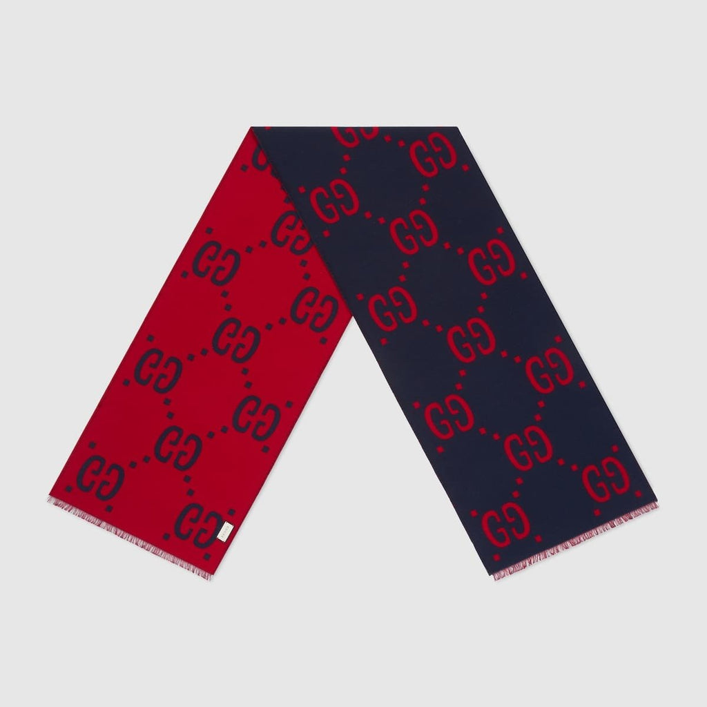 Gucci jacquard wool silk scarf
