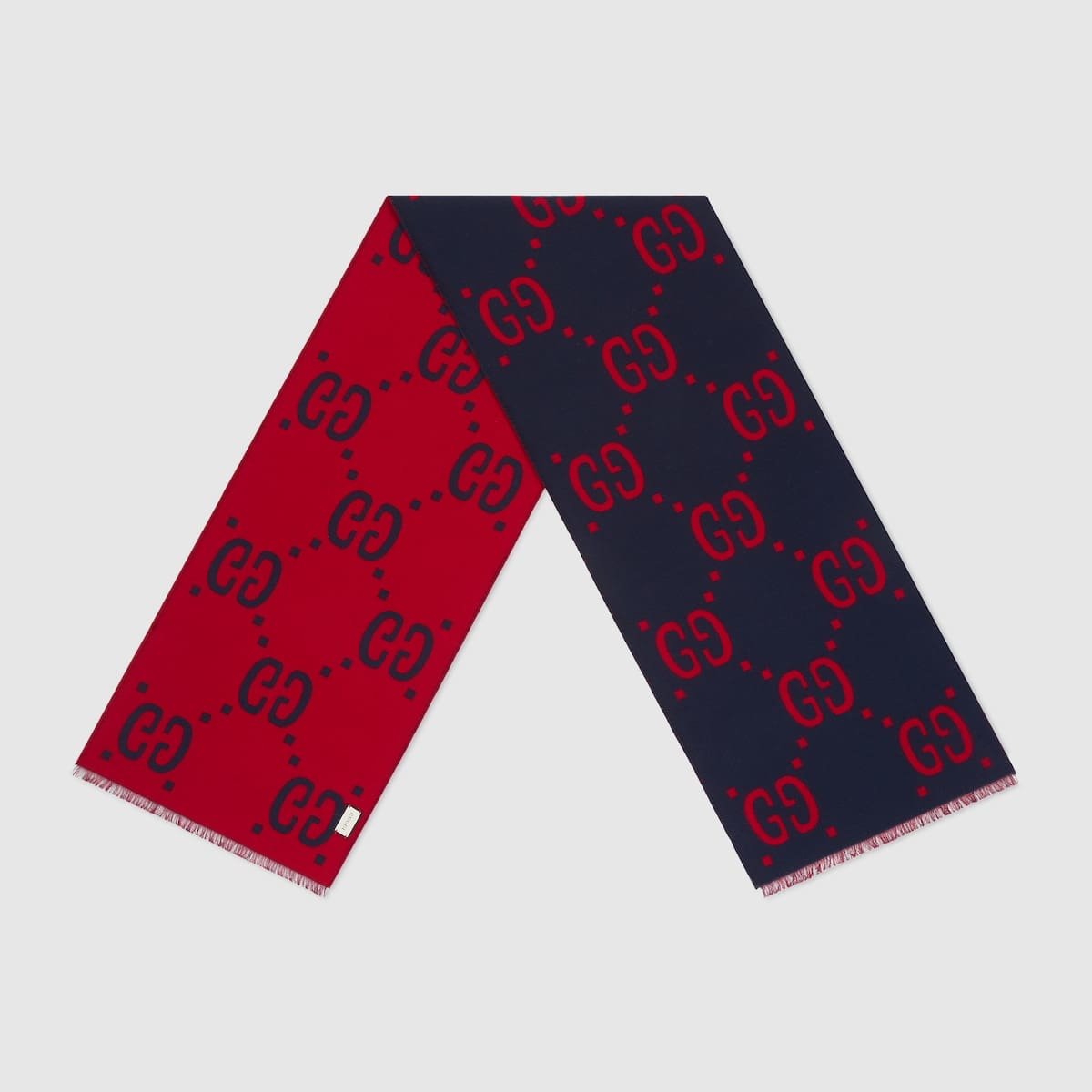 Gucci jacquard wool silk scarf