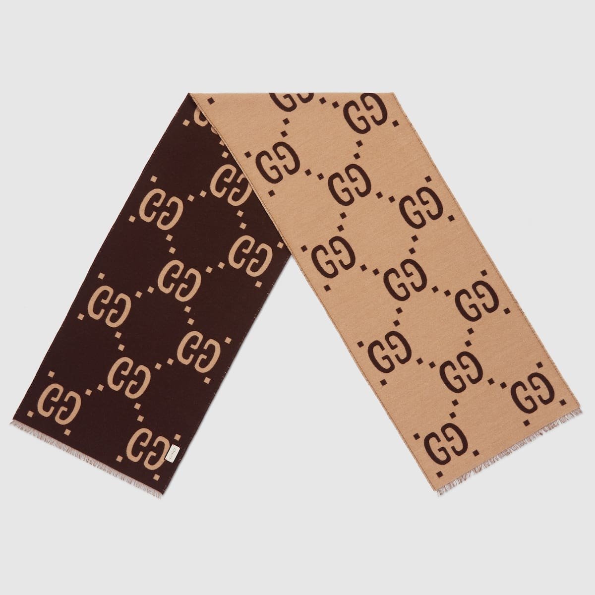 Gucci jacquard wool silk scarf