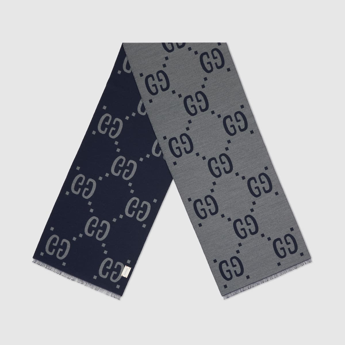 Gucci jacquard wool silk scarf