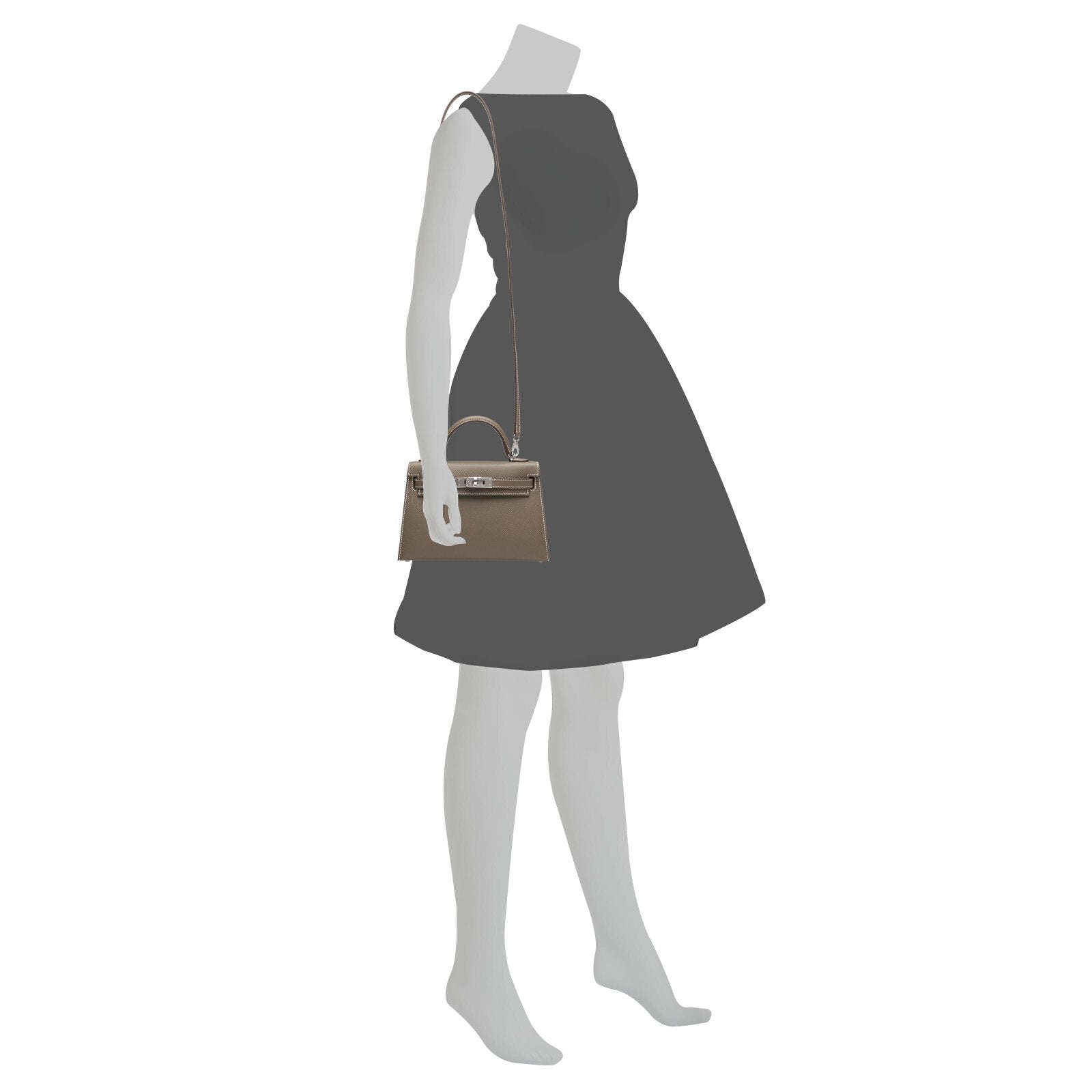 Hermès Etoupe Epsom Mini Kelly 20 ll Palladium Hardware.