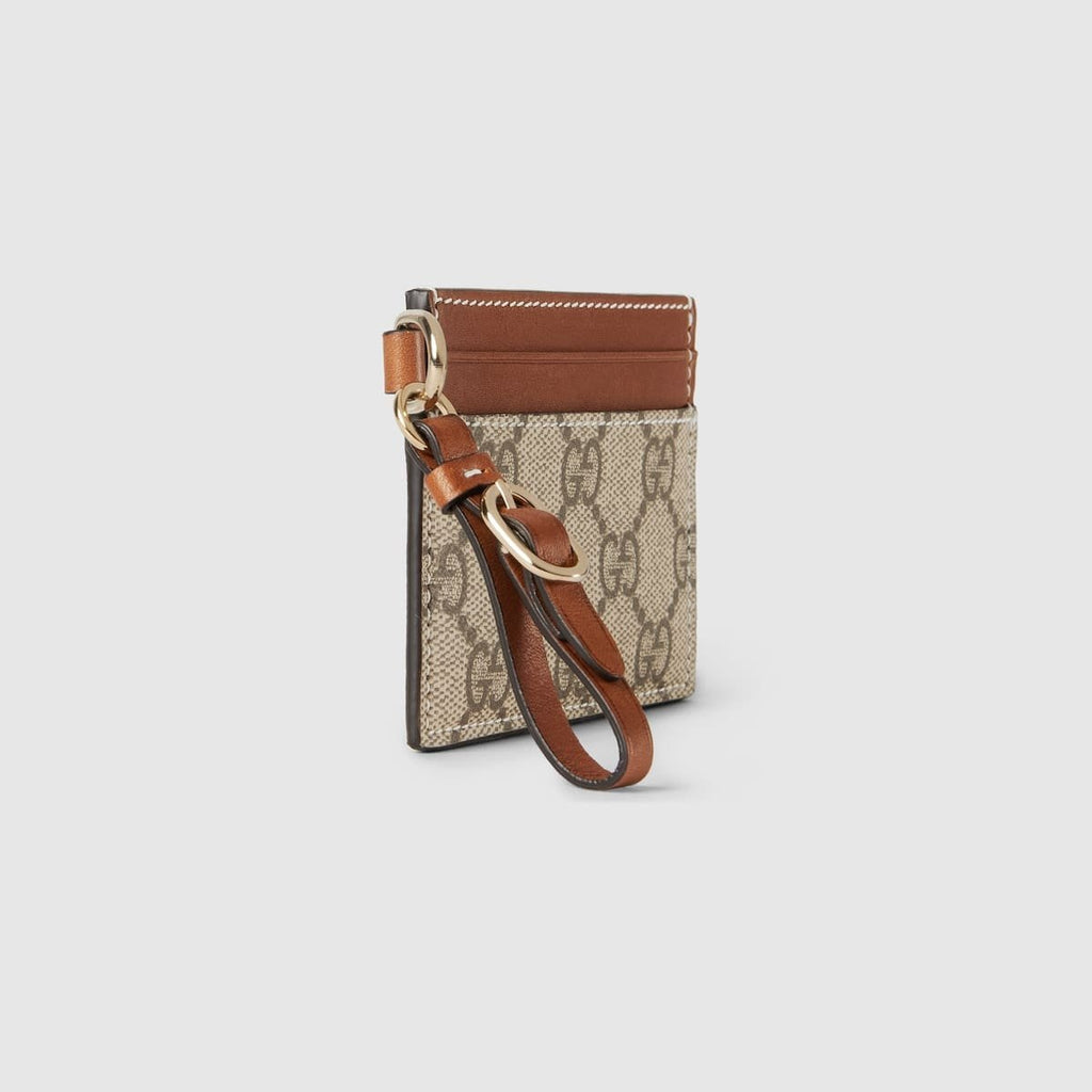 GUCCI Emblem card case with strap