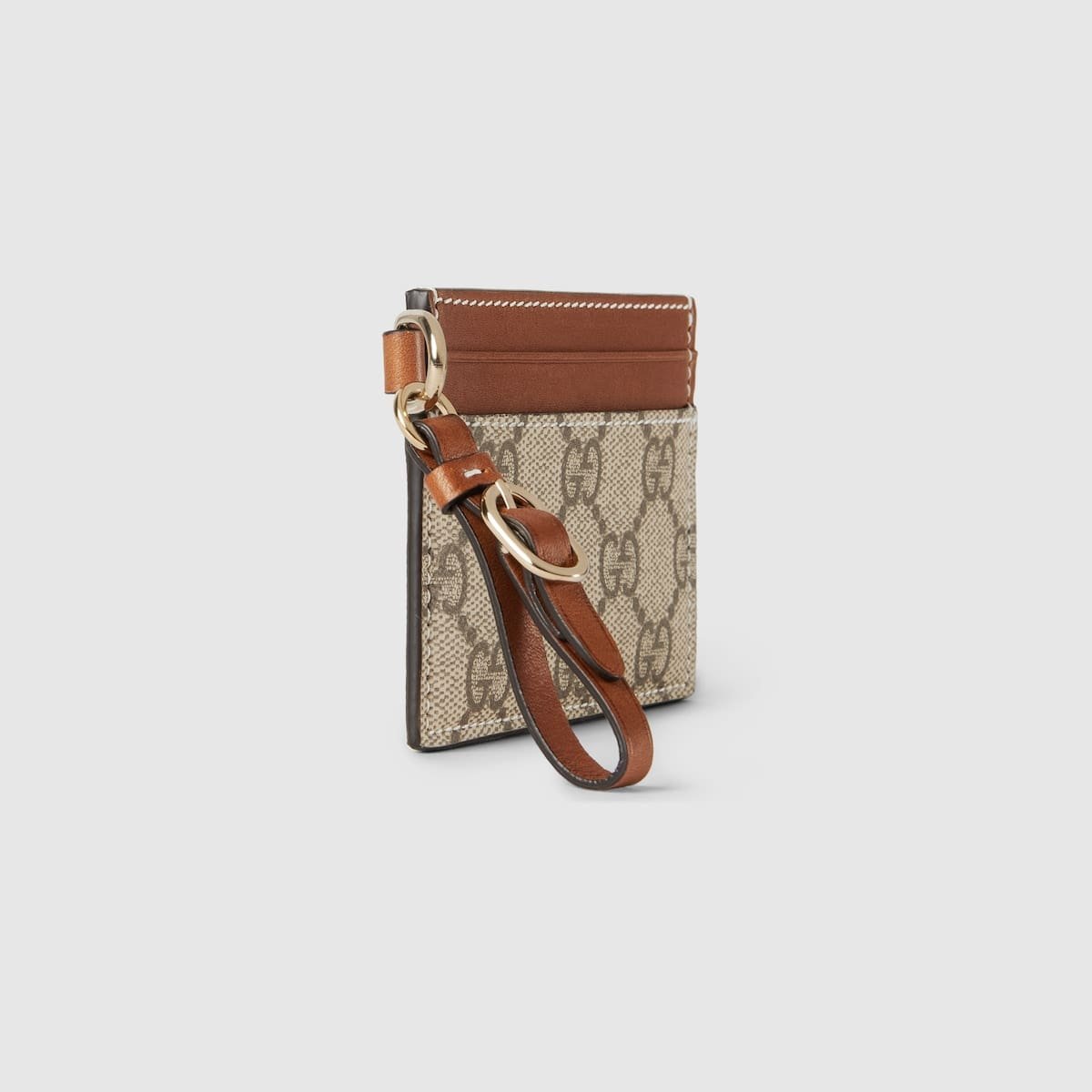 GUCCI Emblem card case with strap