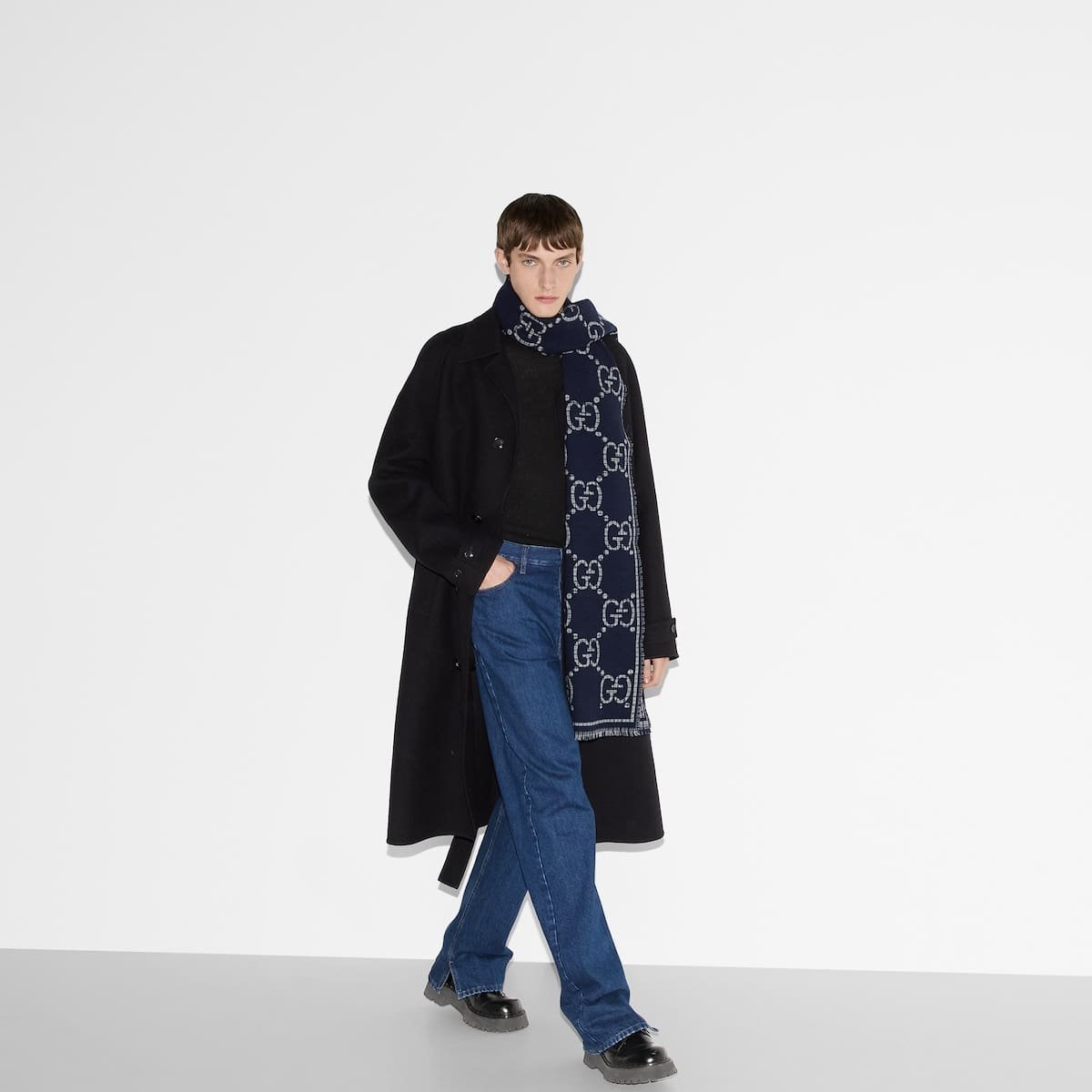 Gucci Check GG wool scarf