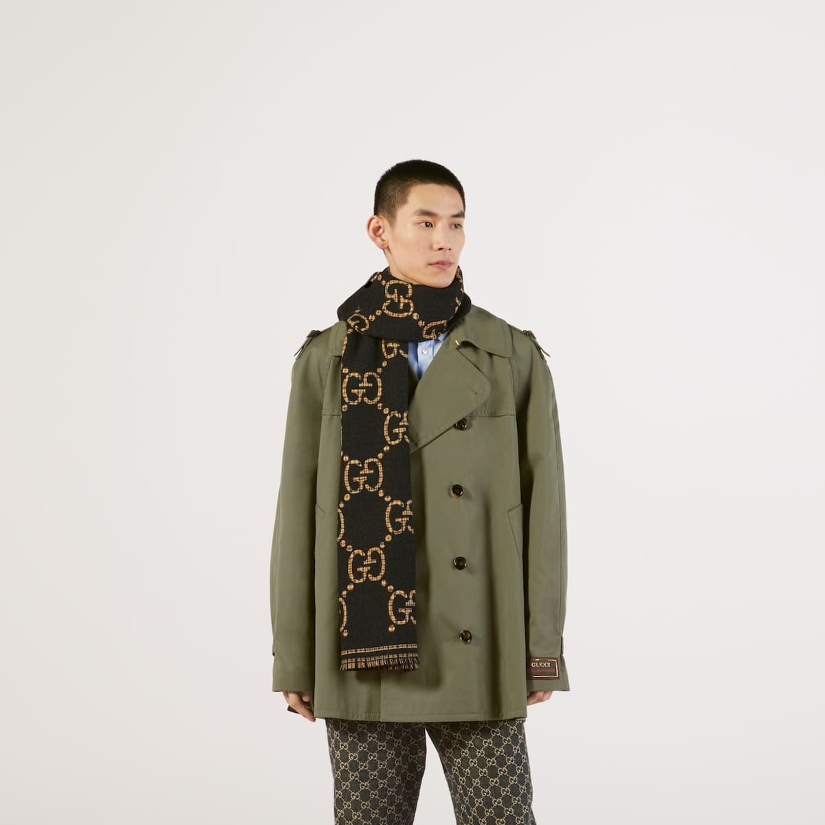 Gucci Check GG wool scarf