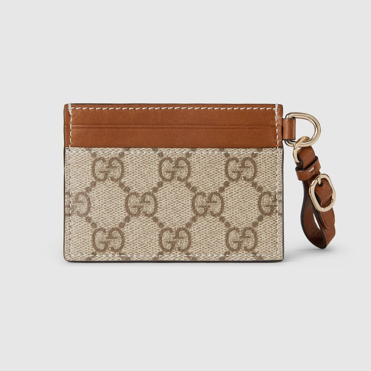 GUCCI Emblem card case with strap