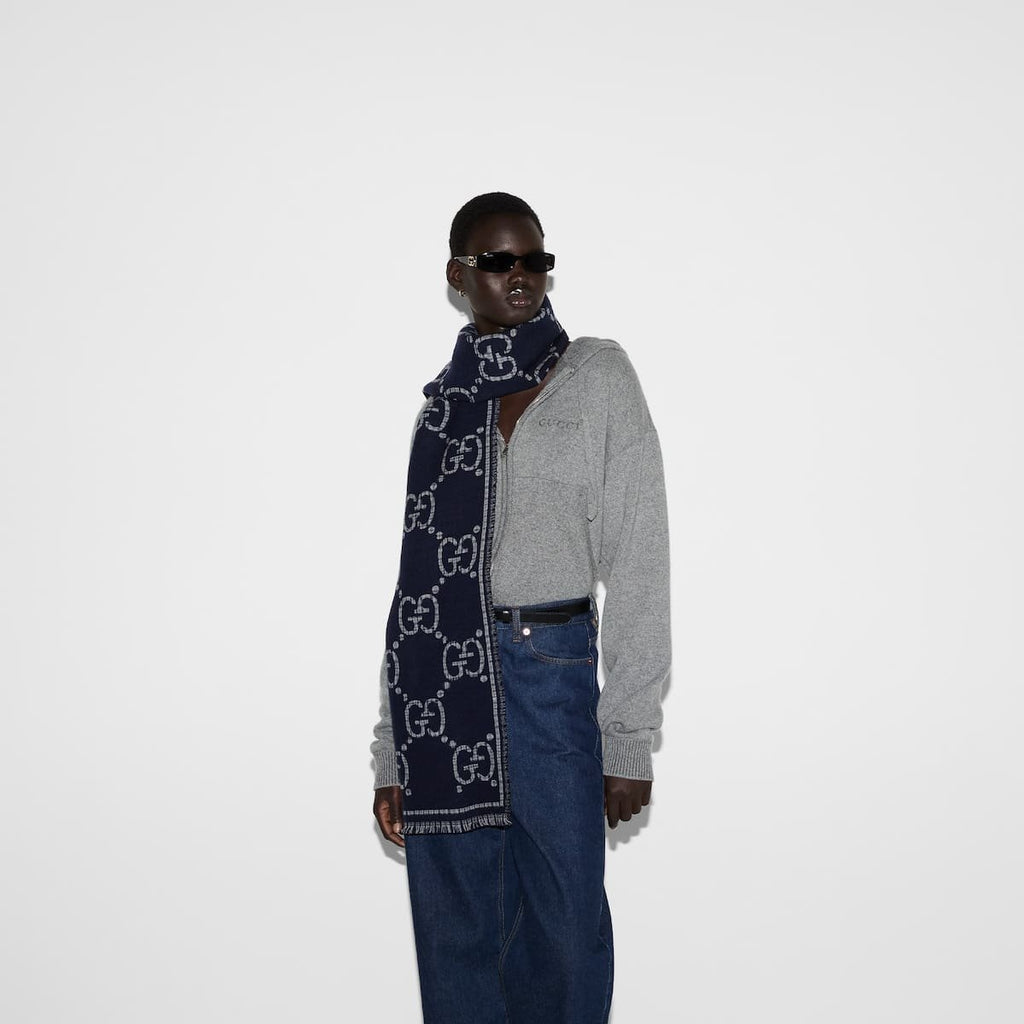 Gucci Check GG wool scarf