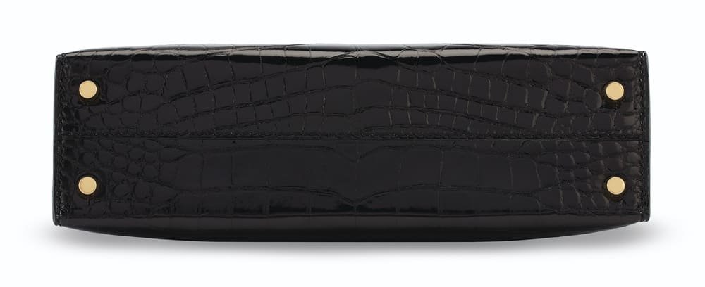 Hermès A SHINY BLACK ALLIGATOR SELLIER MINI KELLY 20 II WITH GOLD HARDWARE