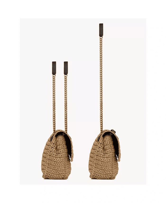 Saint Laurent Niki Medium Chain Bag in Raffia and Leather