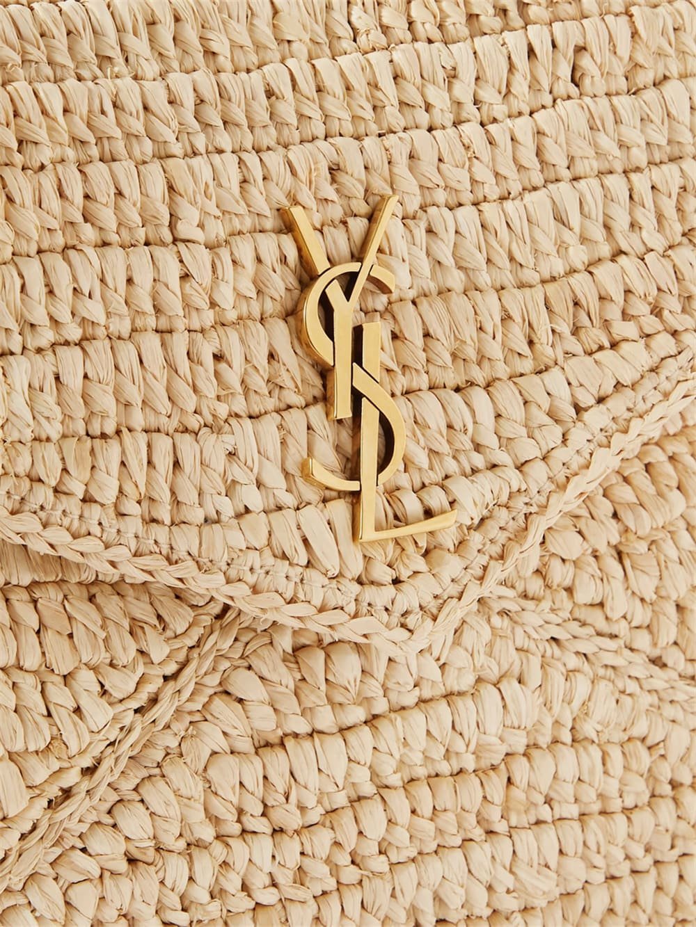 Saint Laurent Cassandre Large Envelope Pouch in Raffia