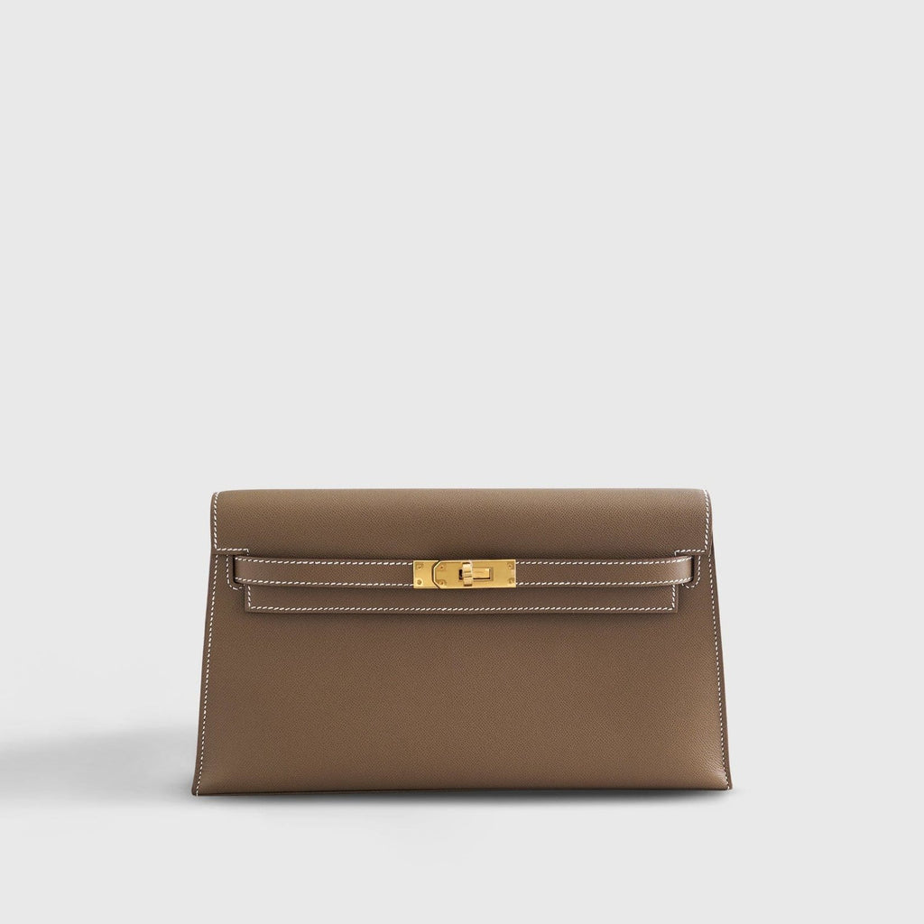 Hermès Kelly Elan 27 Veau Madame Etoupe Gold Hardware