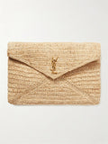 Saint Laurent Cassandre Large Envelope Pouch in Raffia