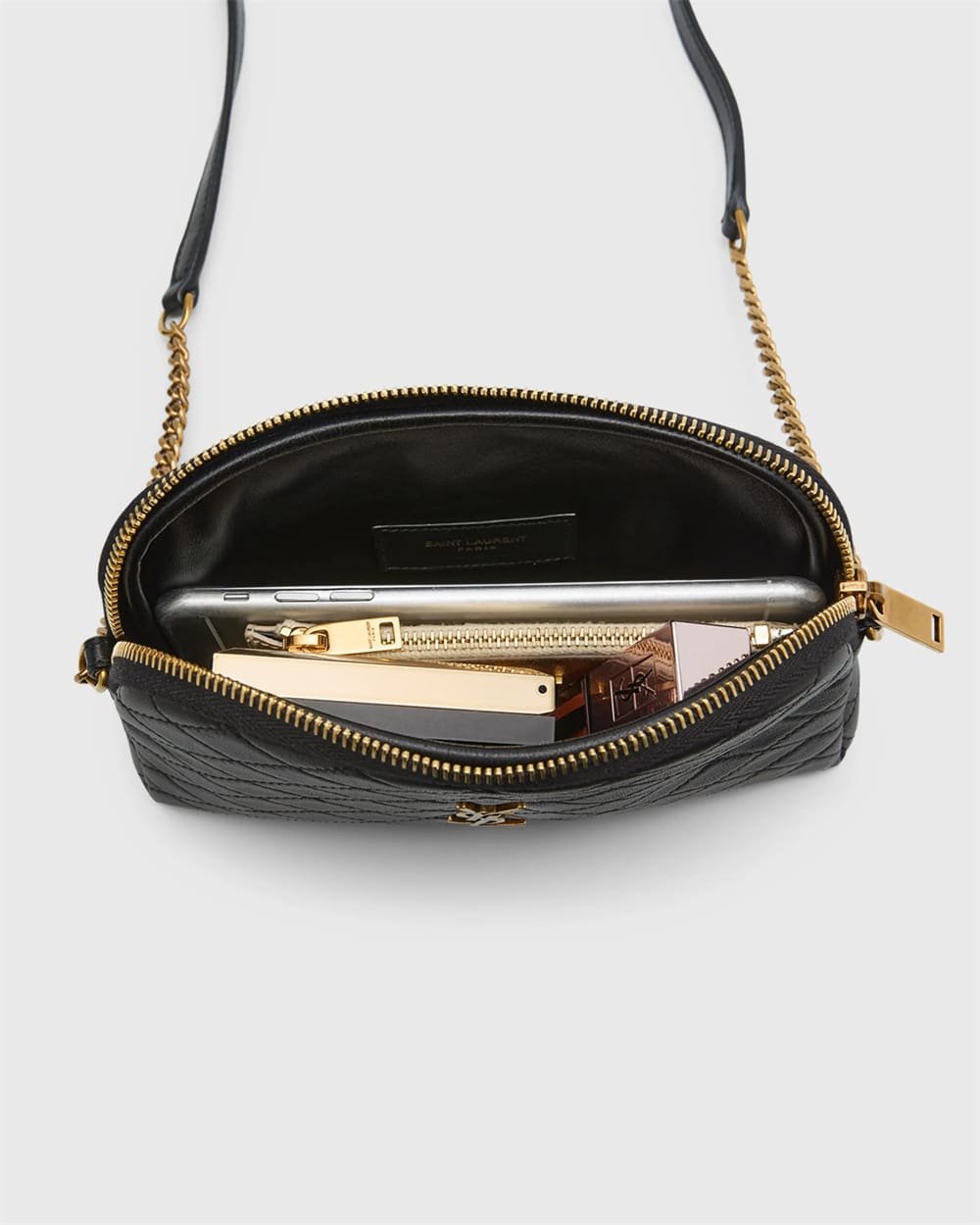 Saint Laurent Gaby Mini YSL Crossbody Bag in Quilted Leather