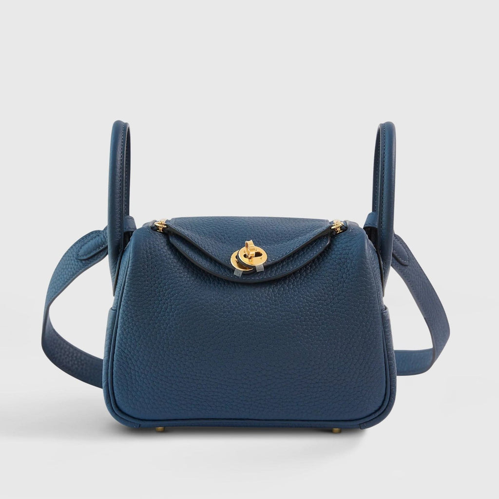 Hermès Lindy 20 Clemence Blue de Prusse Gold Hardware