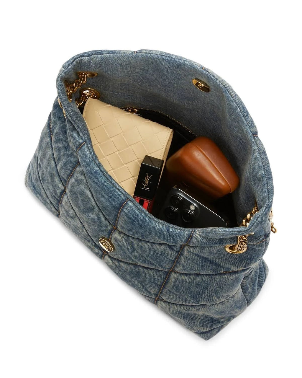 Saint Laurent Denim LouLou Puffer Bag
