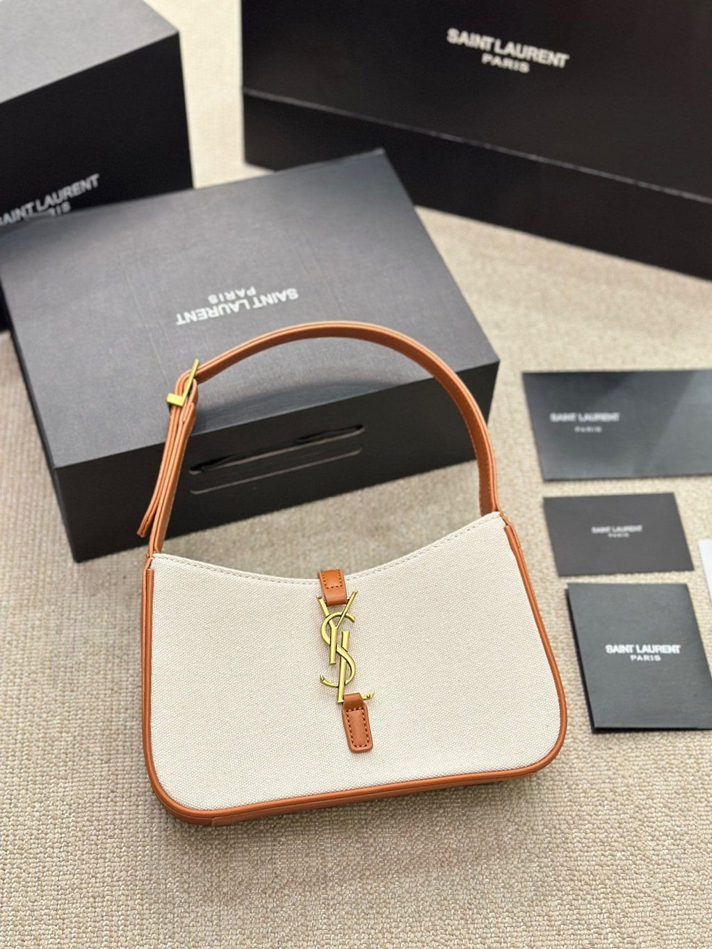 SAINT LAURENT LE 5 À 7 IN CANVAS AND LEATHER
