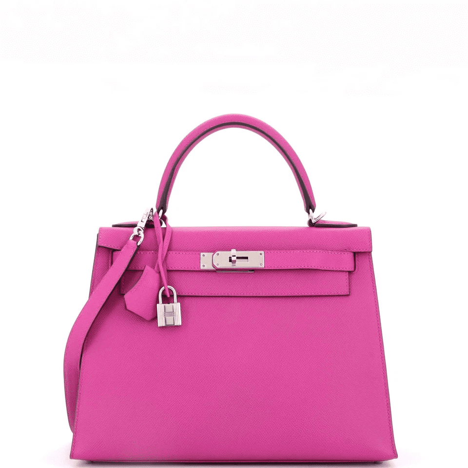 Hermès Kelly Handbag Pink Epsom with Palladium Hardware 25