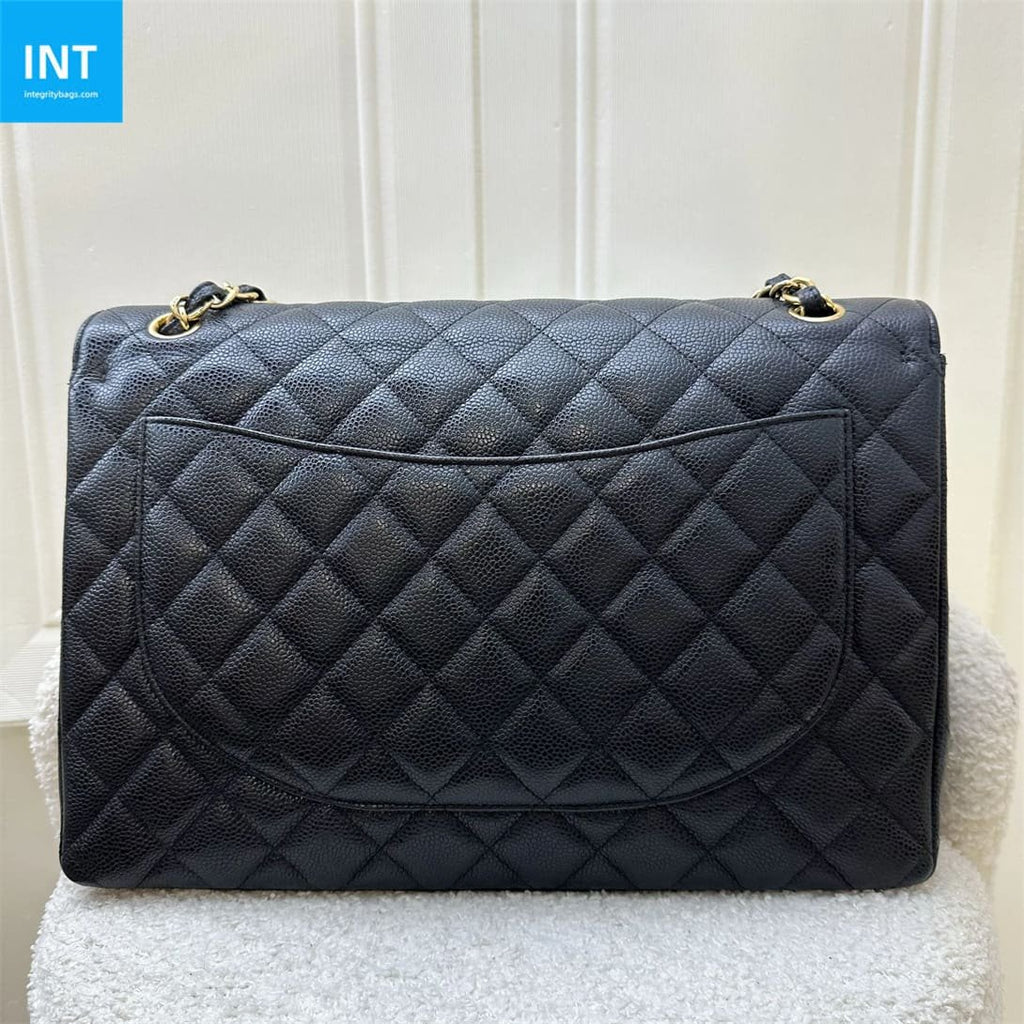 CHANEL Classic Maxi Handbag GRAINED CALFSKIN & GOLD METAL