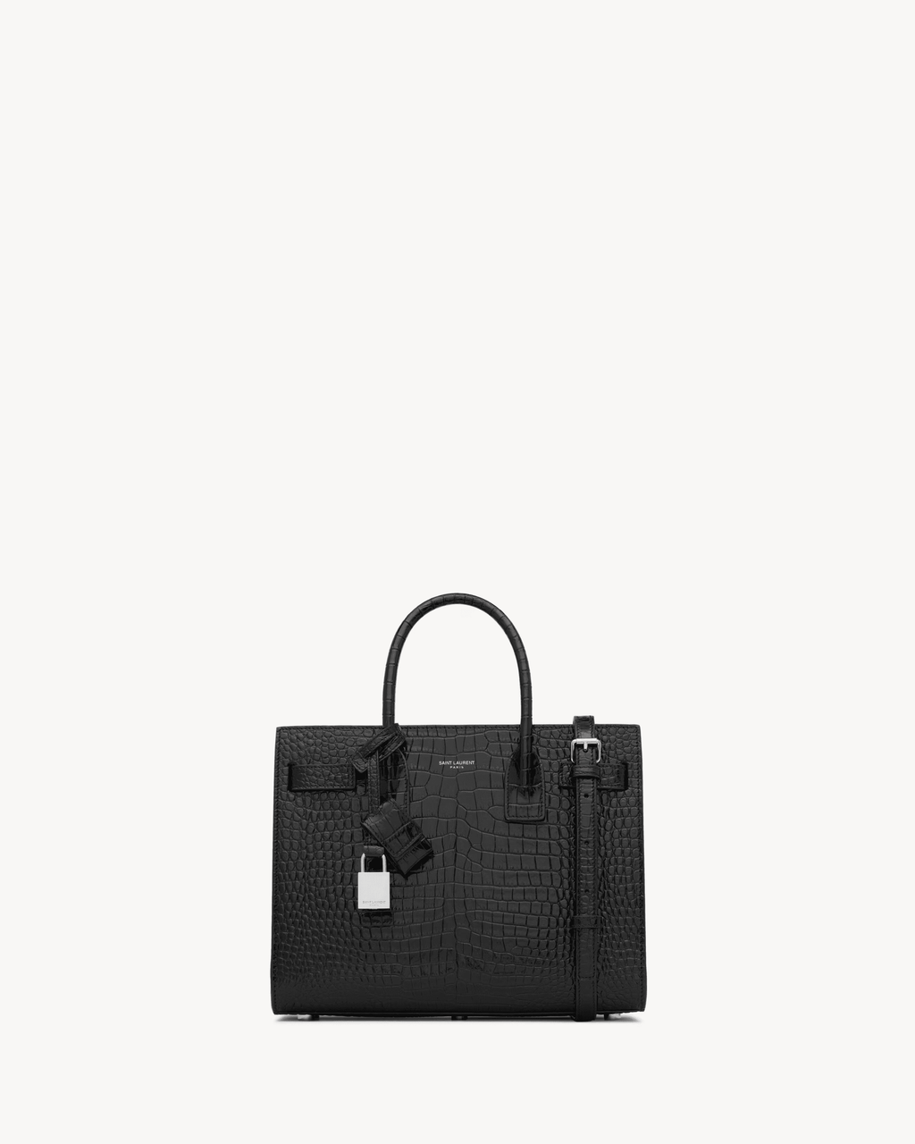 Saint Laurent SAC DE JOUR BABY bag in crocodile-embossed leather
