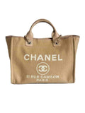 CHANEL Deauville Tote Small Beige Canvas