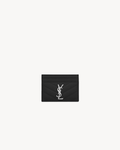 Saint Laurent Cassandre quilted card case in grain de poudre leather