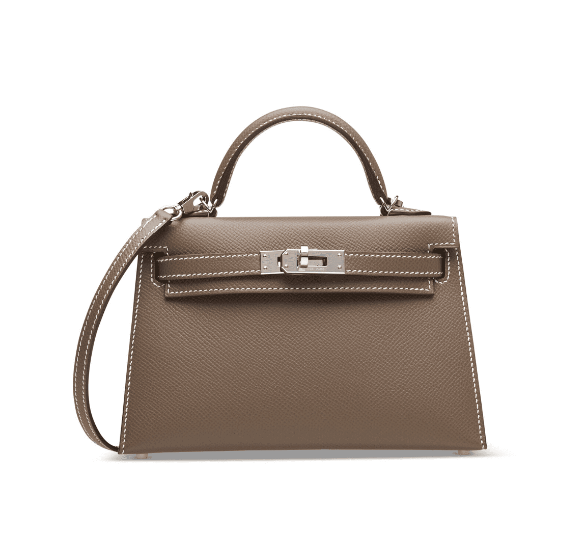 Hermès Etoupe Epsom Mini Kelly 20 ll Palladium Hardware.