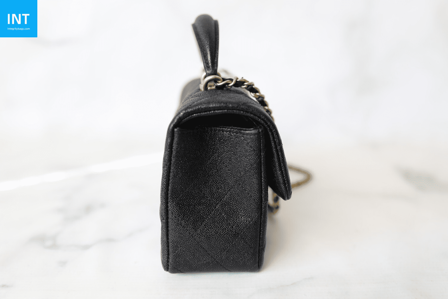 Chanel Top Handle Mini Rectangular, Black Caviar with Matte Gold Hardware