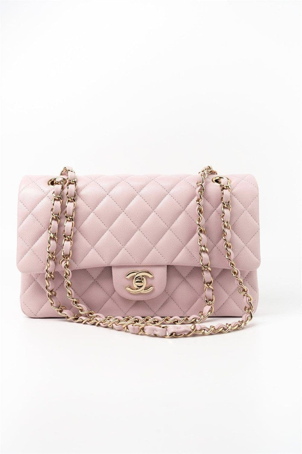 Chanel Medium Classic Double Flap Light Pink Caviar Light Gold Hardware