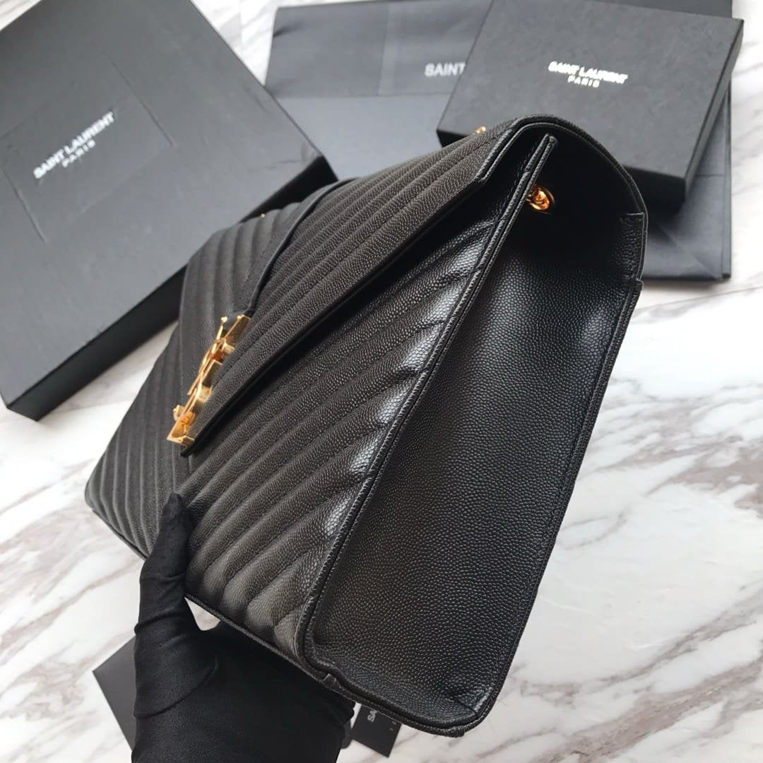 Saint Laurent Envelope Large Bag In Quilted Grain De Poudre Embo