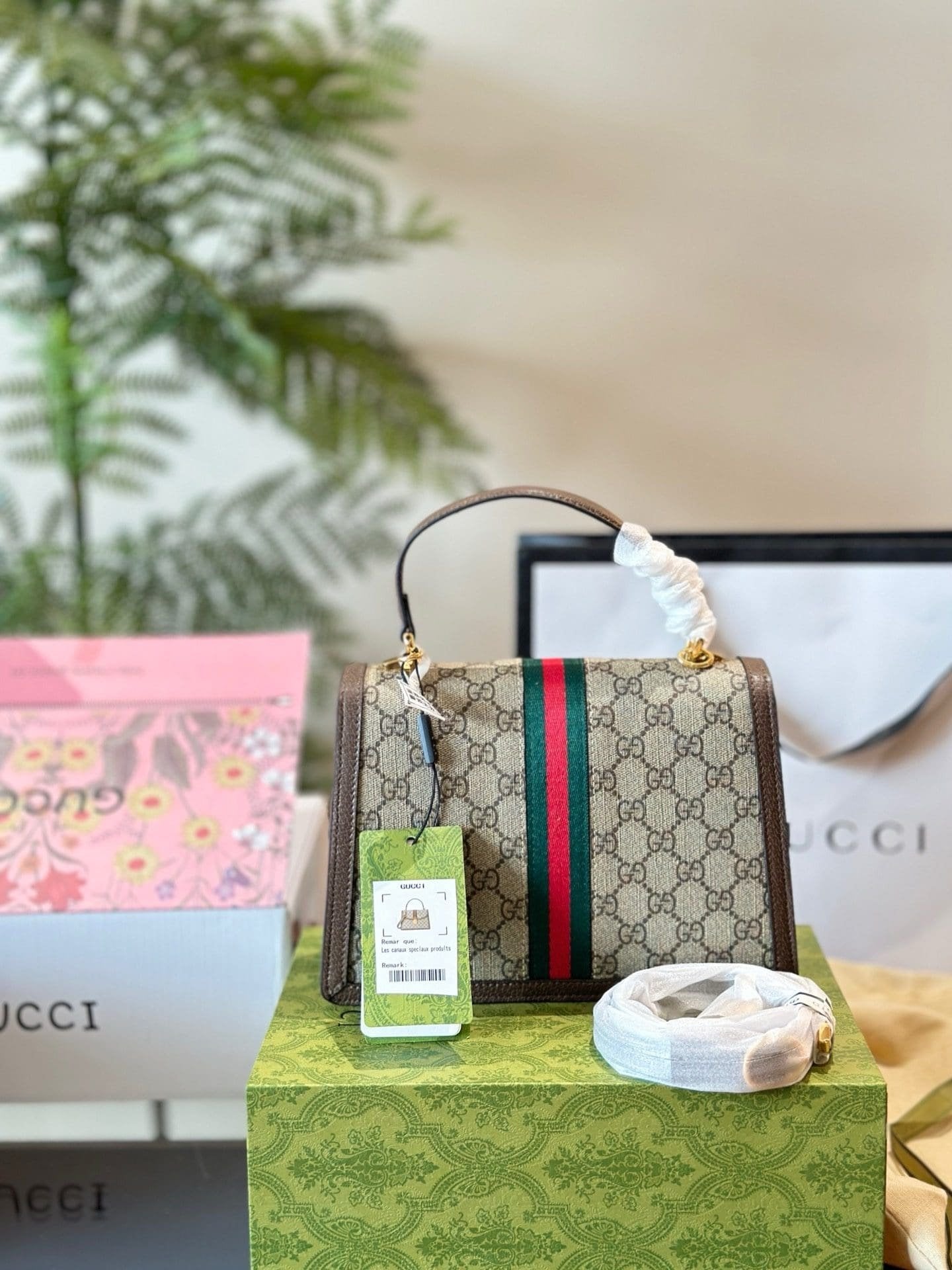 GUCCI OPHIDIA TOP HANDLE SMALL BAG