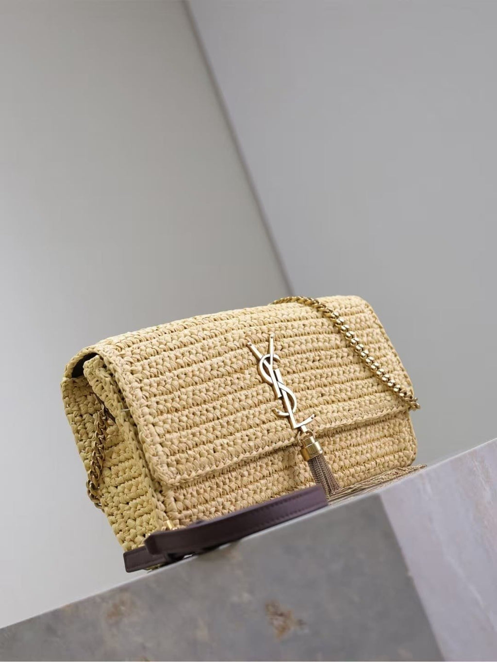 Saint Laurent kate 99 tassel in raffia