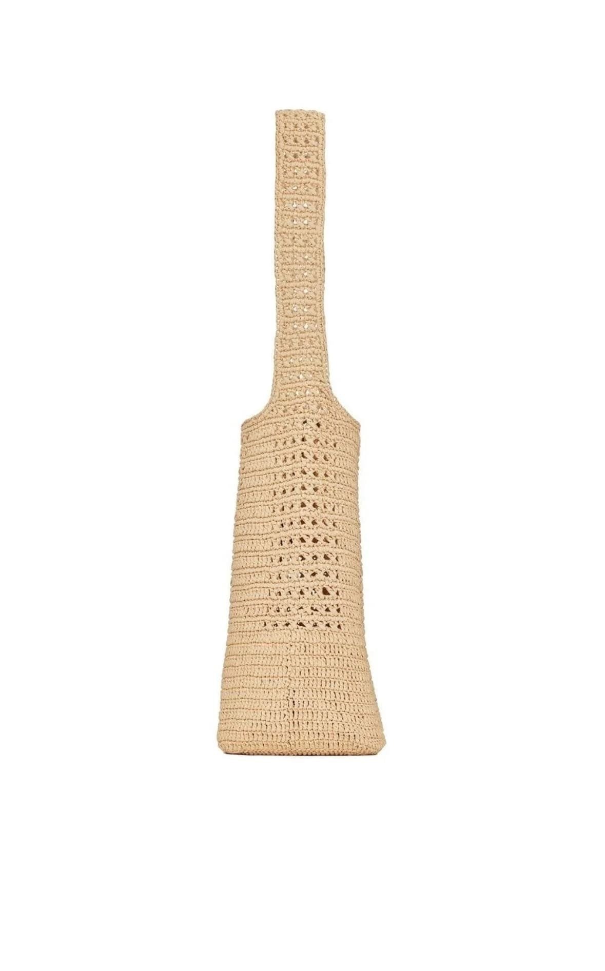 Saint Laurent Le 5 À 7 in Raffia Crochet and Smooth Leather