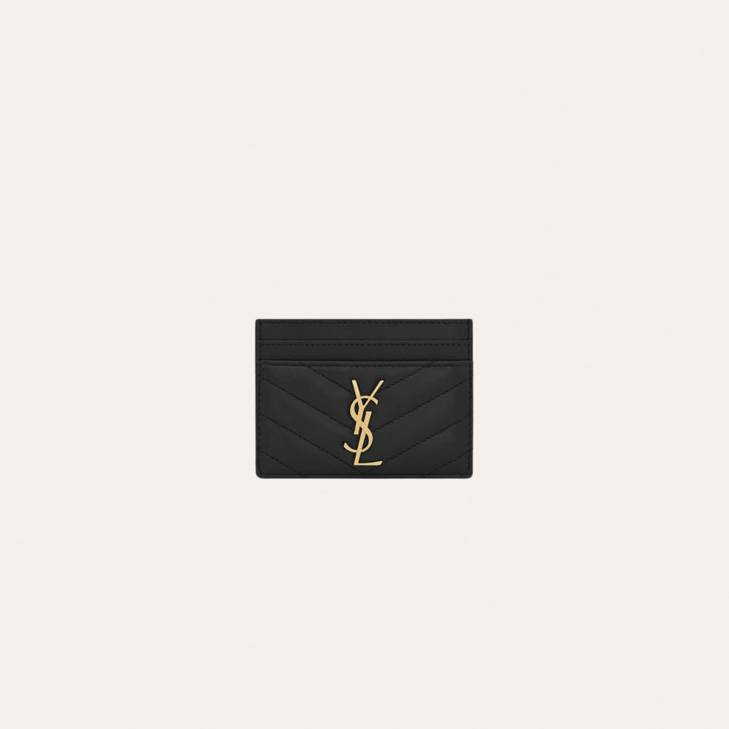Saint Laurent Cassandre quilted card case in lambskin