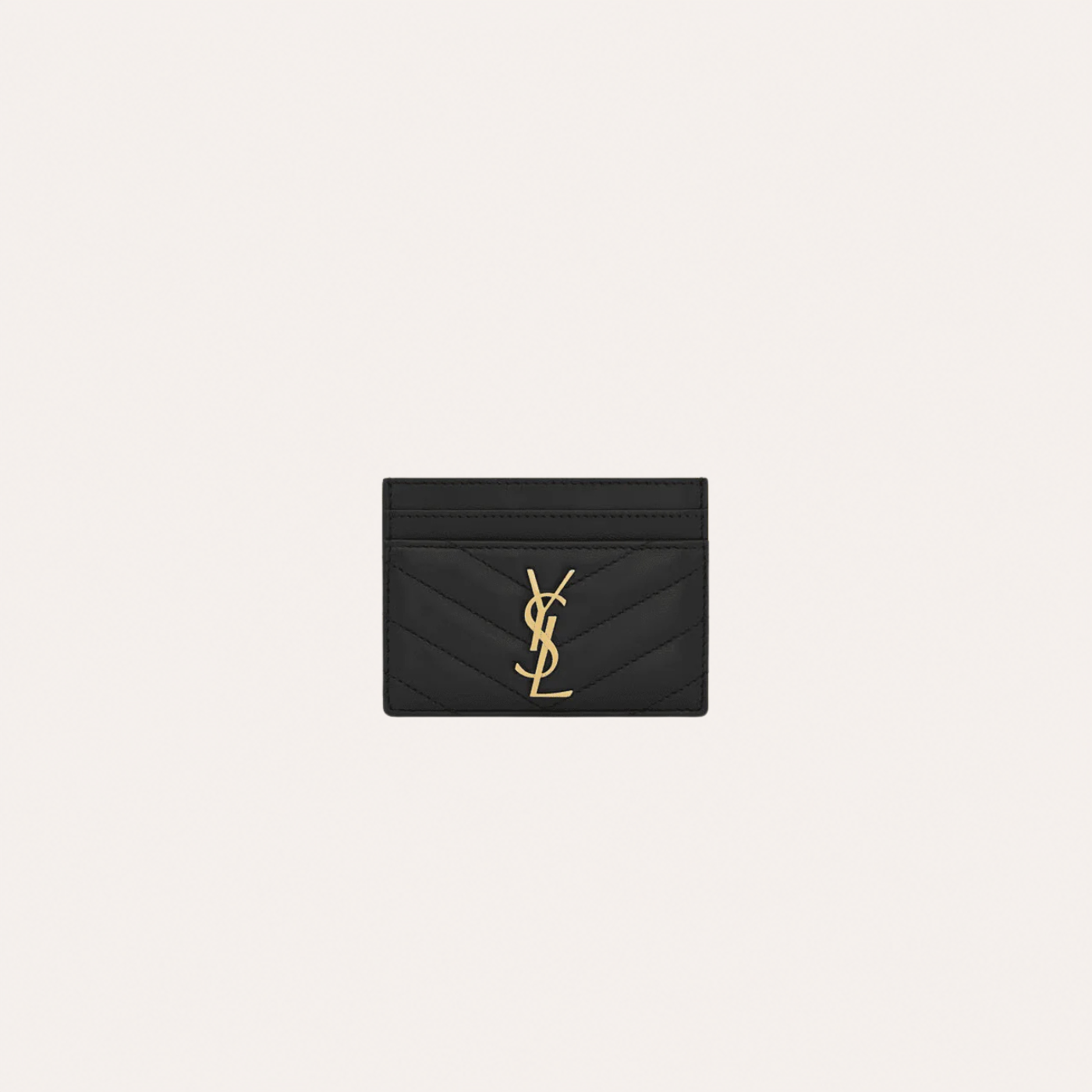 Saint Laurent Cassandre quilted card case in lambskin