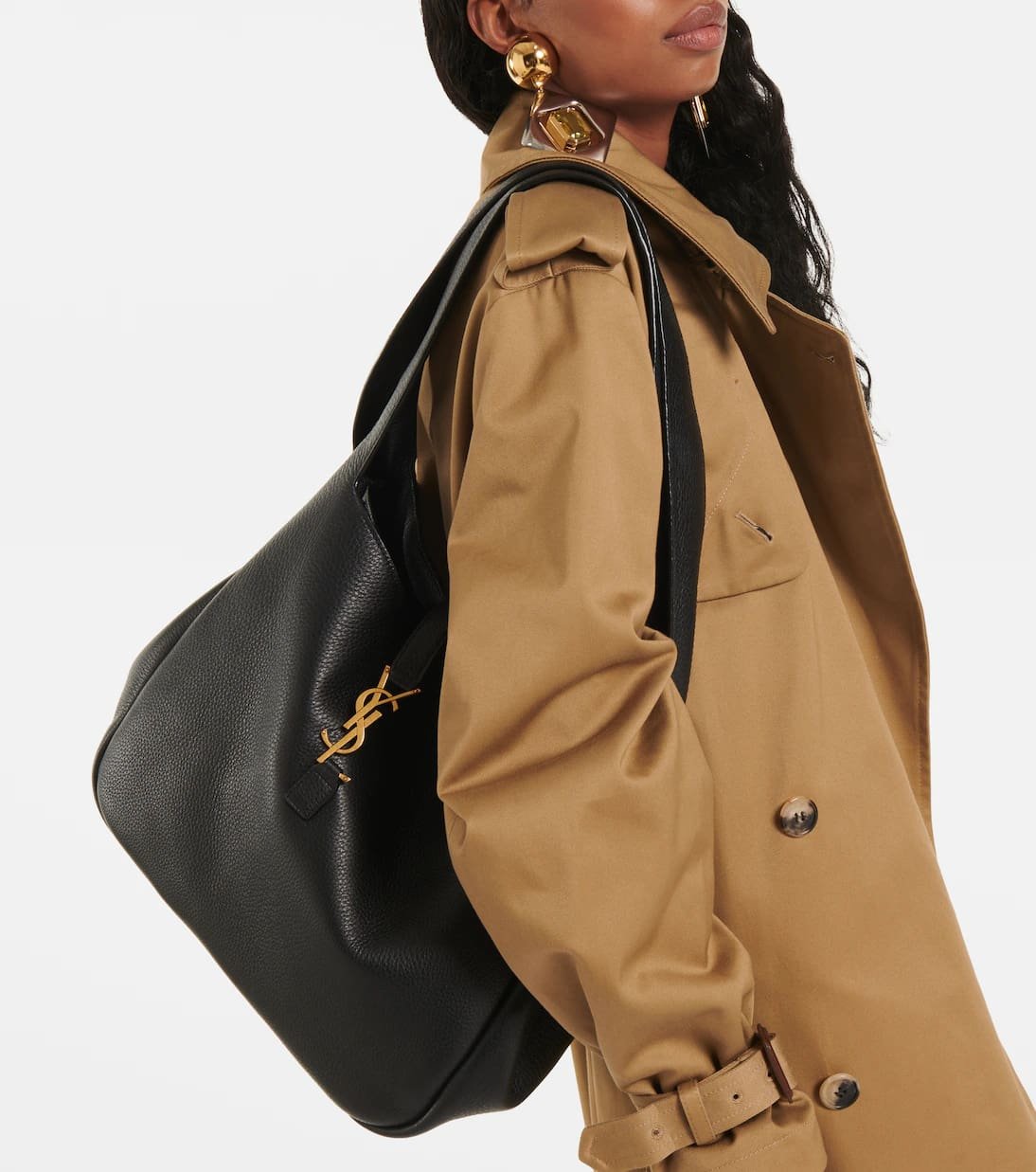 SAINT LAURENT Le 5 À 7 Bea textured-leather tote