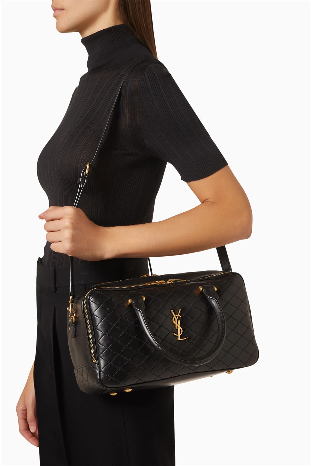 SAINT LAURENTOUT Lyia Duffle Bag in Quilted Lambskin