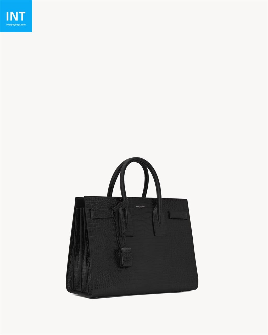 Saint Laurent small sac de jour bag in black crocodile-embossed leather