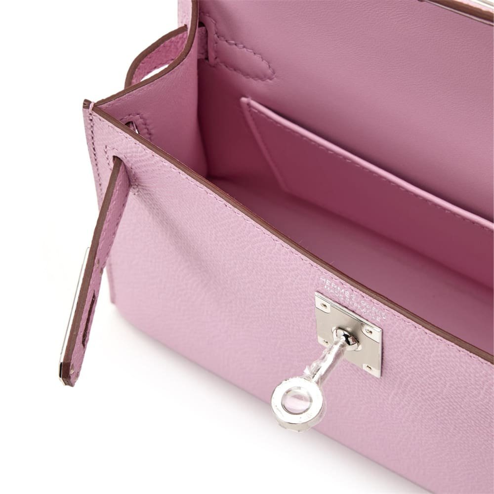 Hermès Mauve Sylvestre Epsom Mini Kelly 20 Palladium Hardware