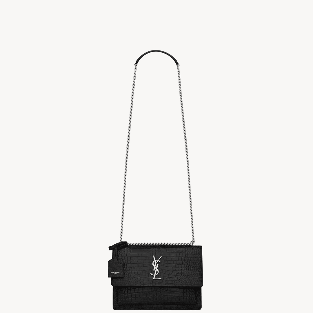 Saint Laurent SUNSET MEDIUM IN CROCODILE-EMBOSSED LEATHER
