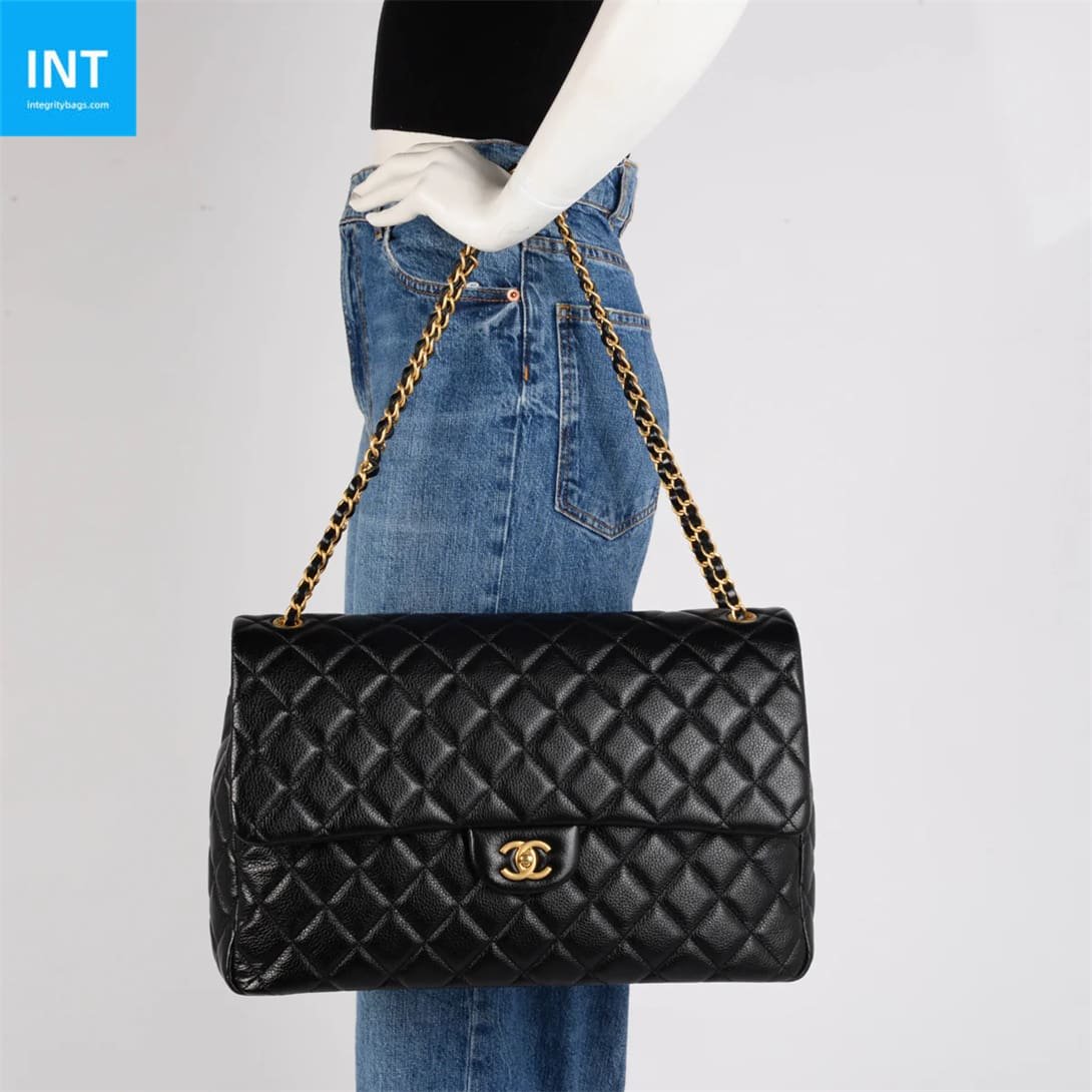 Chanel Black Quilted Caviar Small XXL Travel Flap Bag